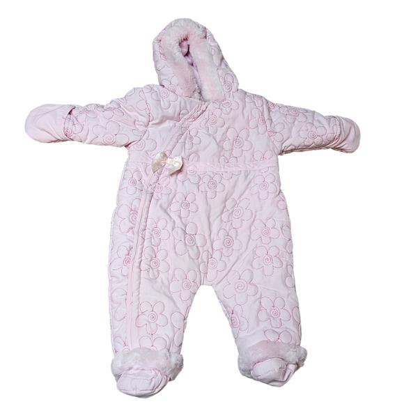 Bebe D'amour Pink 6/9 Month Snow Suit with Covered Feet - Picture 1 of 7